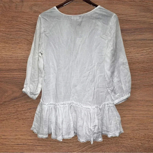 Small Kensie Boho White Tunic Long Sleeve - Picture 3 of 4
